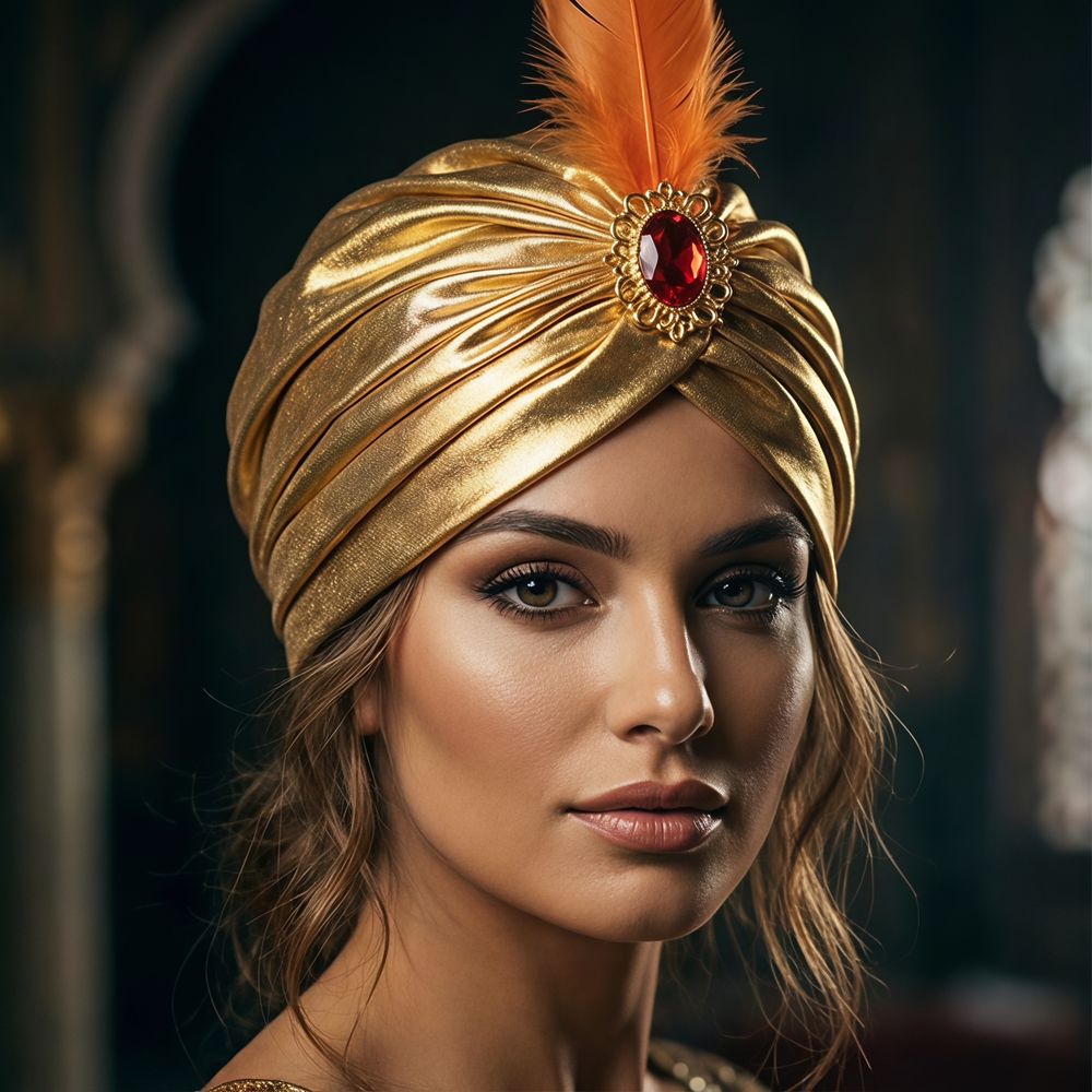 Ethnic Fashion India - Feder-Turban-Hut, Arabische Hüte mit Strass, Arabischer