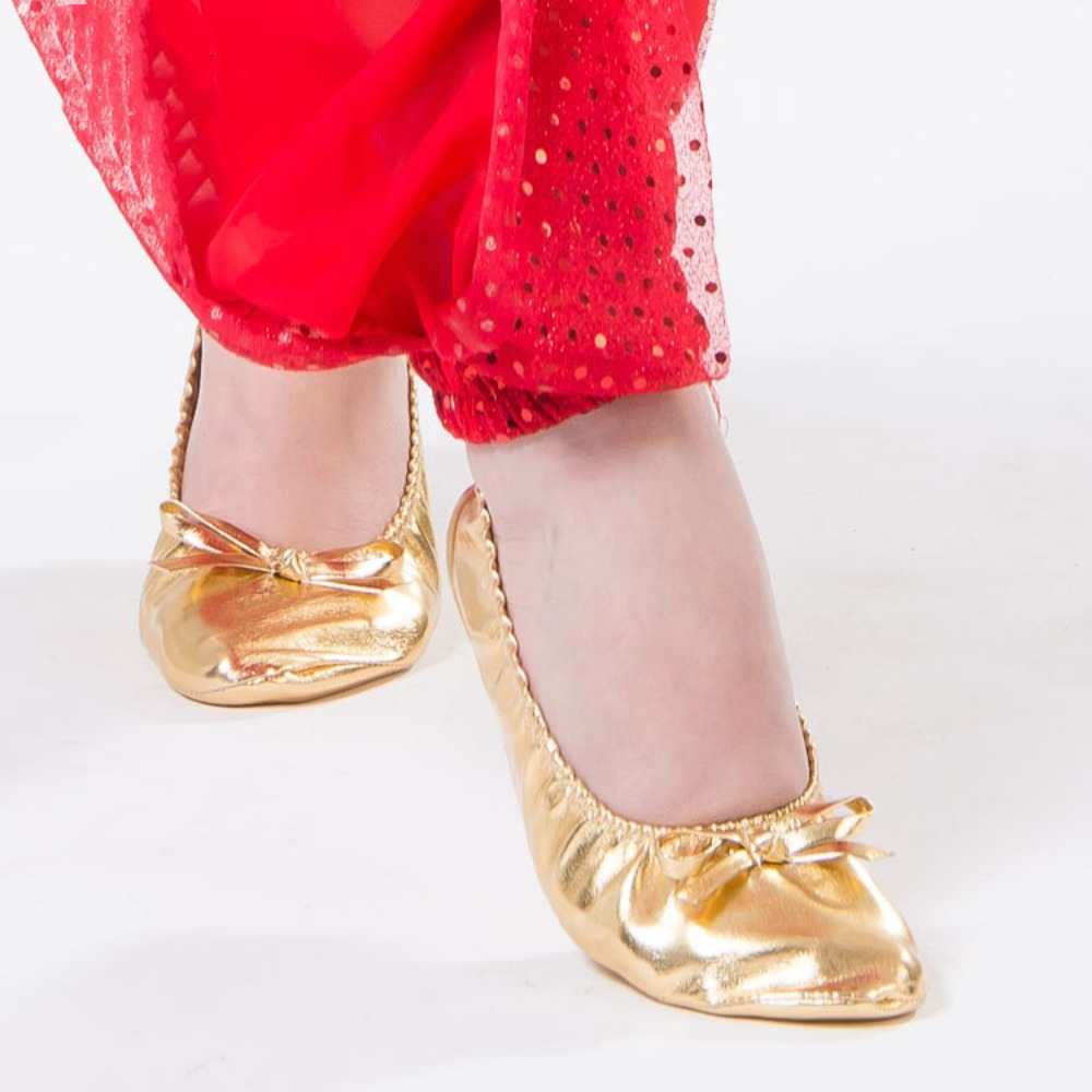 Ethnic Fashion India - Stilvolle Bauchtanzschuhe mit Schleife, Leder, faltbar,